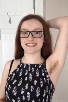 Nerdy girl in glasses Billie Rae from We Are Hairy nude and having fun