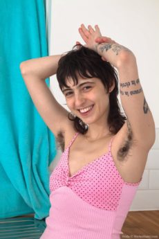 Small boobed punk girl Frida strips naked