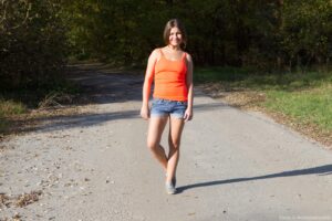 Hairy Emilia Goes For a Walk Outside